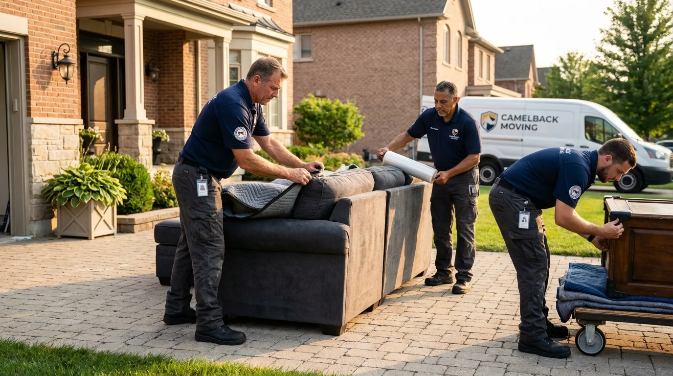 Large estate moving crew wrapping furniture in Lineville, AL