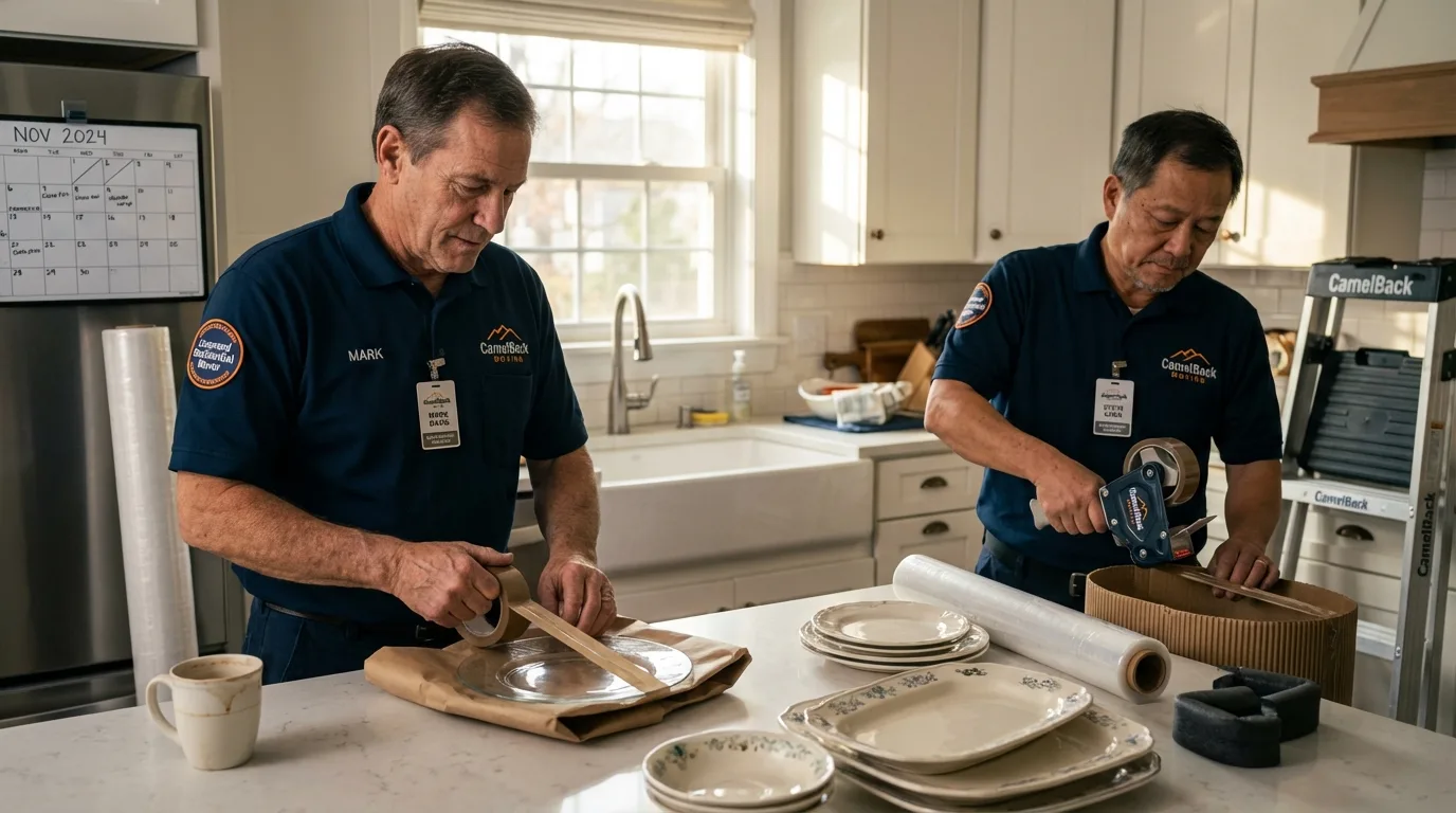 Professional crew packing kitchen dishware in Lineville, AL